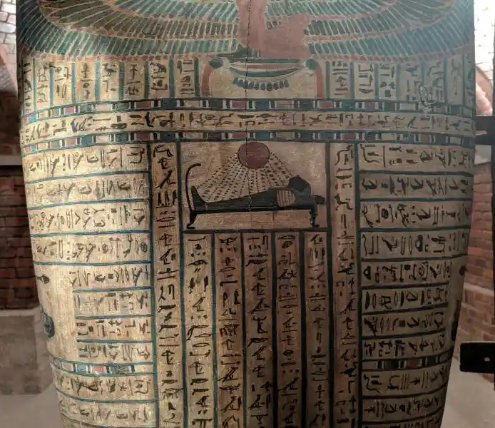 Detail of an ancient Egyptian sarcophagus. 